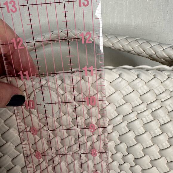 RACHEL ZOE Shoulder Bag Clutch Woven Cream Modern Minimalist Neutral Capsule - Picture 11 of 16